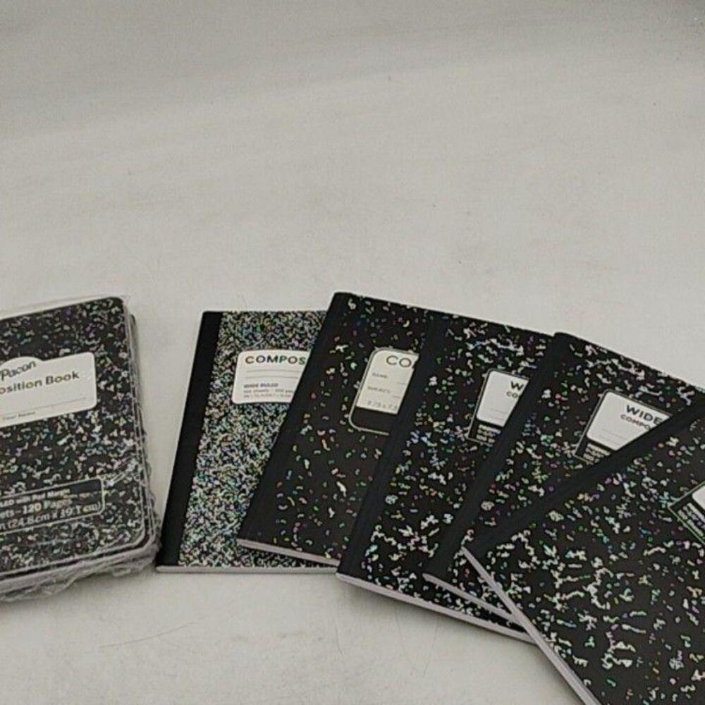 Composition Notebooks Kids Wide Black Abstract Marble School Set of 10